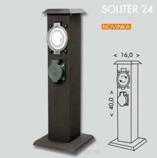 Záhradný stĺpik SOLITER s časovačom, 2 zásuvky 3600W IP44
